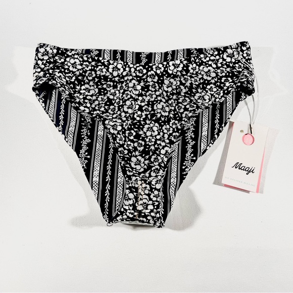 NWT Maaji Reversible Bikini V Front Bottom Medium Black White Floral $72 - Picture 3 of 5